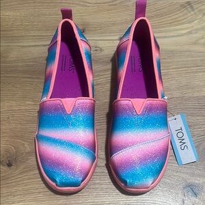 SOLD Toms Youth Alpargata Dark Fuchsia Gradient Glitter Slip Ons Size 6 Girls